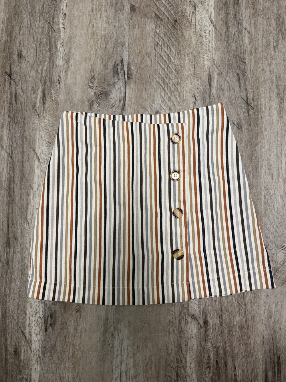Striped Button-Front Mini Skirt